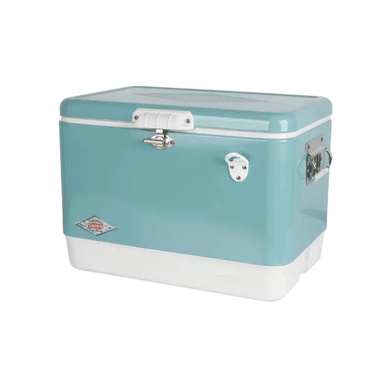 COOLER COLEMAN VINTAGE 85 LATAS 54QT ACERO - TURQUESA - 1