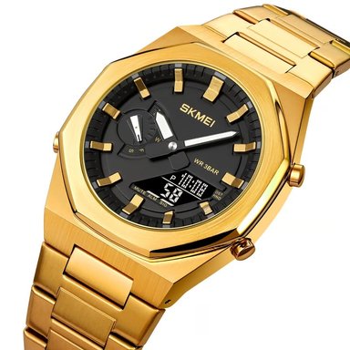 RELOJ SKMEI 1816  ANALÓGICO DIGITAL METAL DORADO
