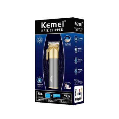 KEMEI KM-2626 HAIR CLIPPER RECARGABLE GRIS OSCURO Y DORADO - 1