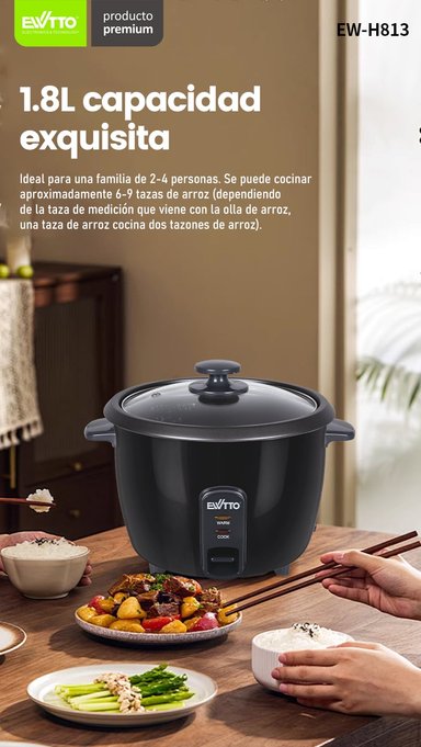 OLLA ARROCERA ELÉCTRICA EWTTO EW-H813 - NEGRO - 2