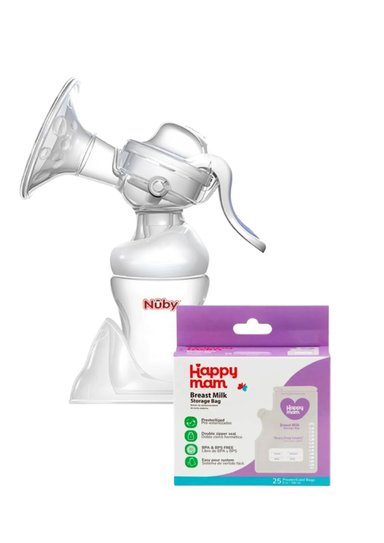 COMBO EXTRACTOR MANUAL NUBY + BOLSAS DE ALMACENAMIENTO HAPPY MAM 25 UND - 1
