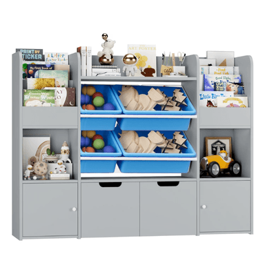 ESTANTE MUEBLES GAUDI GRIS ORGANIZADOR LIBRERO JUGUETERO INFANTIL AMIR