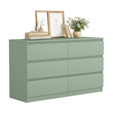 COMODA MUEBLES GAUDI AROS AGAVE 6 CAJONES VERDE CEMENTO