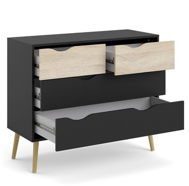 COMODA MUEBLES GAUDI BASTIAN GAUD 4 CAJONES NEGRO