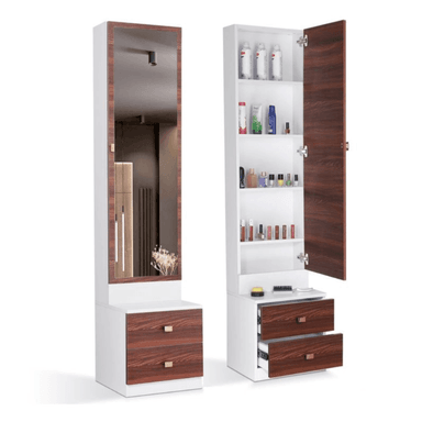 TOCADOR CON ESPEJO SARA BLANCO Y CARAMELO MUEBLES GAUDI