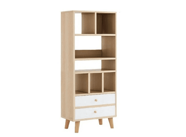 LIBRERO MUEBLES GAUDI CARVALHO MAJERUS 2 CAJONES