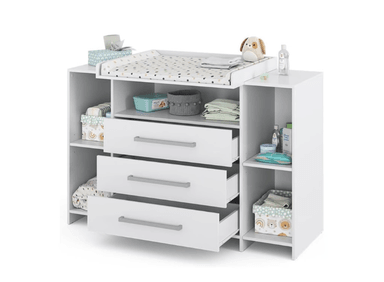 COMODA MUEBLES GAUDI CAMBIADOR BEBE MATEO 3 CAJONES BLANCO