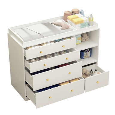 COMODA MUEBLES GAUDI CAMBIADOR DE BEBE BLUMA 5 CAJONES BLANCO