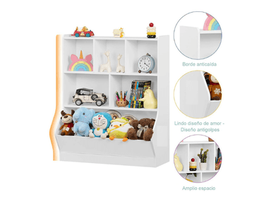 LIBRERO MUEBLES GAUDI BLANCO JUGUETERO ORGANIZADOR INFANTIL EDURNE 3 NIVELES - 3