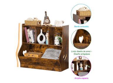 LIBRERO JUGUETERO ORGANIZADOR INFANTIL CAREY CARAMELO - MUEBLES GAUDI - 4