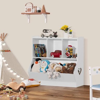 LIBRERO MUEBLES GAUDI BLANCO JUGUETERO ORGANIZADOR INFANTIL CAREY - 2