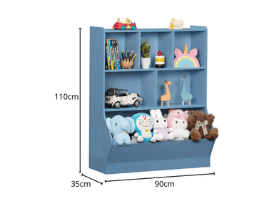 LIBRERO MUEBLES GAUDI AZUL JUGUETERO ORGANIZADOR INFANTIL EDURNE 3 NIVELES - 4