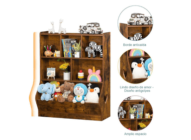 LIBRERO MUEBLES GAUDI CARAMELO JUGUETERO ORGANIZADOR INFANTIL EDURNE 3 NIVELES - 3