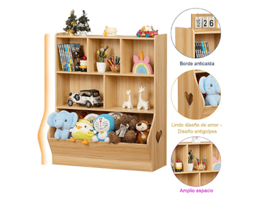 LIBRERO MUEBLES GAUDI HAYA JUGUETERO ORGANIZADOR INFANTIL EDURNE 3 NIVELES COIGUE - 3