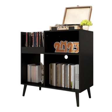 MUEBLE ESTANTE TOCADISCO PRAGA NEGRO MUEBLES GAUDI - 1