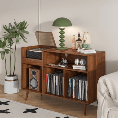 MUEBLE ESTANTE TOCADISCO CLOVIS CARAMELO MUEBLES GAUDI - 4