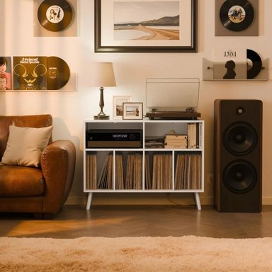 MUEBLE ESTANTE TOCADISCO FREYA BLANCO MUEBLES GAUDI - 8