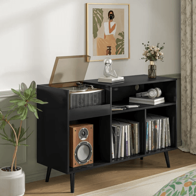 MUEBLE ESTANTE TOCADISCO CLOVIS NEGRO MUEBLES GAUDI - 2
