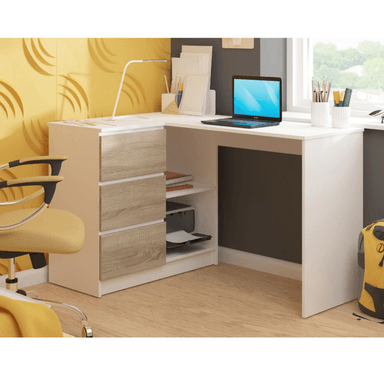 ESCRITORIO EN L PALMER BLANCO Y DUNA MUEBLES GAUDI - 2