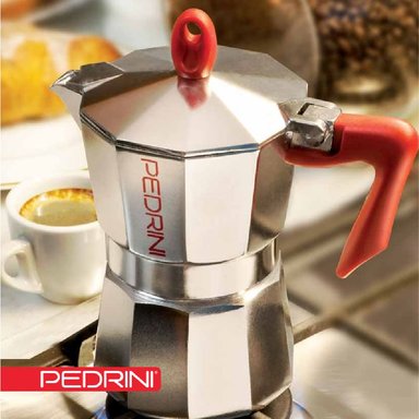 CAFETERA PEDRINI KAFFETTIERA MOKA ITALIANA MANGO ROJO 9TZ - 2