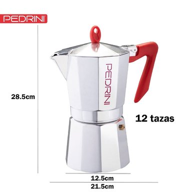 CAFETERA PEDRINI KAFFETTIERA MOKA ITALIANA MANGO ROJO 12TZ - 3