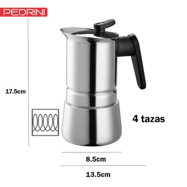 CAFETERA PEDRINI STEEL MOKA ACERO INOX MOKA ITALIANA 4TZ - 3