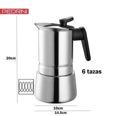 CAFETERA PEDRINI STEEL MOKA ACERO INOX MOKA ITALIANA 6TZ - 3