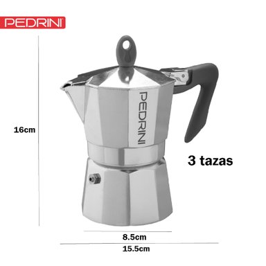 CAFETERA PEDRINI KAFFETTIERA EXPRESSO MOKA ITALIANA MANGO NEGRO 3TZ - 3