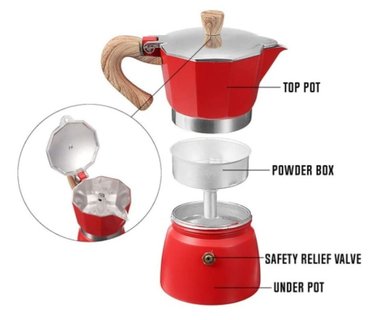 CAFETERA MOKA ITALIANA 6 TZAS ROJO - 2