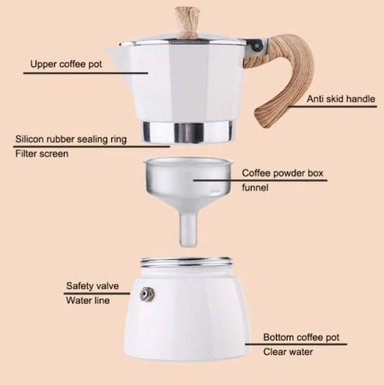 CAFETERA ITALIANA VINTAGE 6 TZAS BLANCO - 2