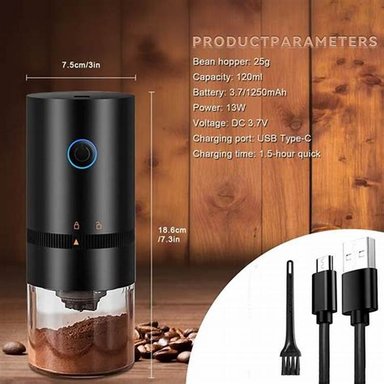 MOLINILLO COFFEE POINT ELECTRICO NEGRO CAFE PORTATIL USB 80GR - 3
