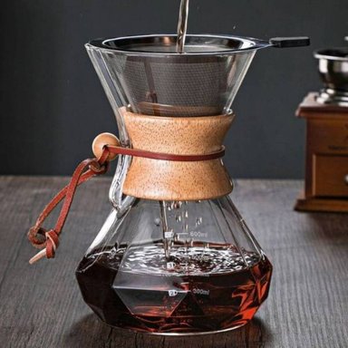 CAFETERA DE GOTEO CHEMEX PRISMÁTICO 600ML + FILTRO ACERO REUTLIZABLE