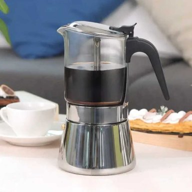 CAFETERA MOKA ITALIANA 6 TZAS VIDRIO/ACERO