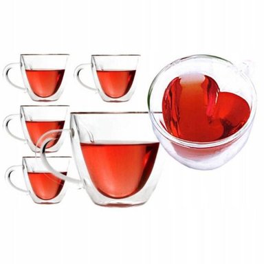 SET X6 TAZAS COFFEE POINT CORAZÓN 250ML DOBLE PARED