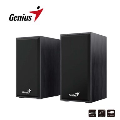PARLANTES GENIUS STEREO SPEAKERS USB-WOODEN 35MM SP-HF180 NEGRO - 1