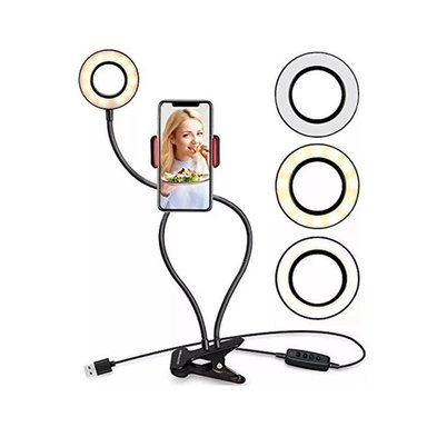 OPORTE ARO DE LUZ APEXEL APL-FL04 6 CM LIVE STREAM FLEXIBLE NEGRO - 2