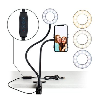 OPORTE ARO DE LUZ APEXEL APL-FL04 6 CM LIVE STREAM FLEXIBLE NEGRO - 3