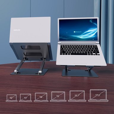 SOPORTE ST SYT ESCRITORIO LAPTOP PLEGABLE ALUMINIO ERGONOMICO HL303 GRIS OSCURO - 6