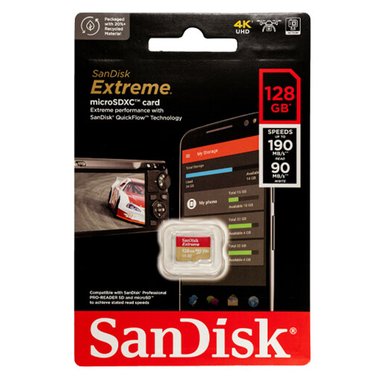 MEMORIA MICRO SD SANDISK EXTREME GOPRO 128GB A2 U3 190MBS - SDSQXAA-128G-GN6MN - 1