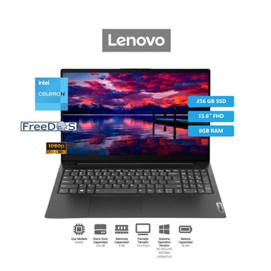 LAPTOP LENOVO V15 G2 IJL 15.6 FHD TN CELERON N4500 1.1-2.8GHZ 8GB DDR4-2933MHZ 256GB SSD M.2 FREEDOS