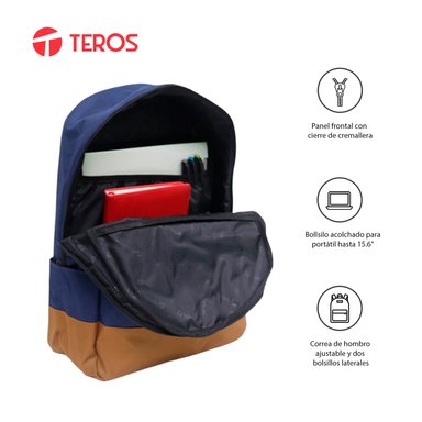 TEROS MOCHILA PARA LAPTOP 15.6' TE-ACS9019 POLIÉSTER AZUL-MARRÓN