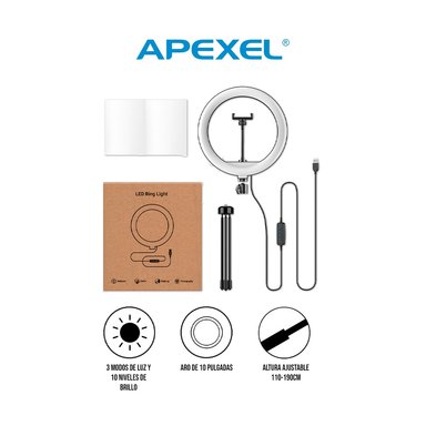 ARO DE LUZ CON BRILLO AJUSTABLE TRIPODE 1.90 MTRS - 1
