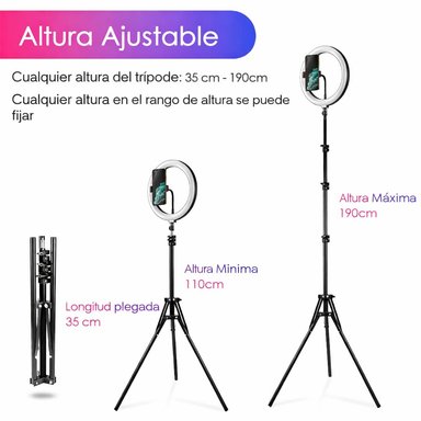 ARO DE LUZ CON BRILLO AJUSTABLE TRIPODE 1.90 MTRS - 3