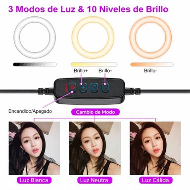 ARO DE LUZ CON BRILLO AJUSTABLE TRIPODE 1.90 MTRS - 4