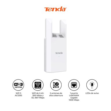TENDA EXTENSOR WIFI A18 PRO AC1200 DOBLE BANDA BLANCO - 1