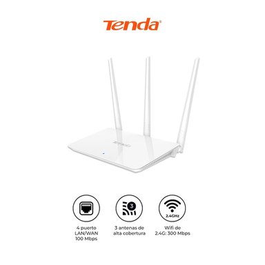 TENDA ROUTER WIFI F3 N300 300MBPS 3 ANTENAS BLANCO - 1
