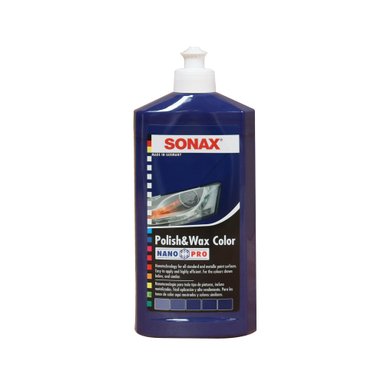 CERA PARA AUTOS SONAX POLISH + WAX COLOR AZUL 500 ML
