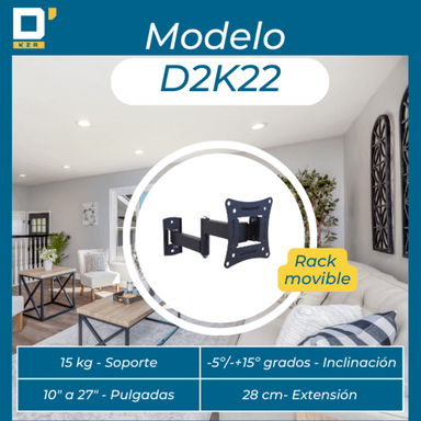 RACK PARA MONITOR D2K22 13” A 27” CON CAPACIDAD 13 A 27 MOVIBLE // SOPORTE PARA TV - 4