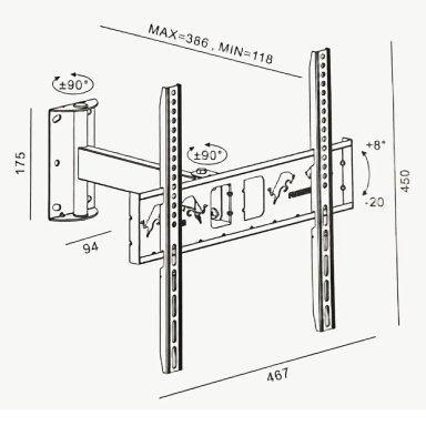 RACK DE TV 32 A 65 PULGADAS LCD O SMART BRAZO ÙNICO - 2