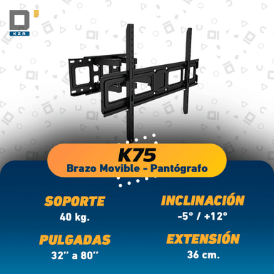 RACK 32"– 80" MOVIBLE PARA TV 32 75 BRAZO REFORZADO SOPORTE PARA TV - 5